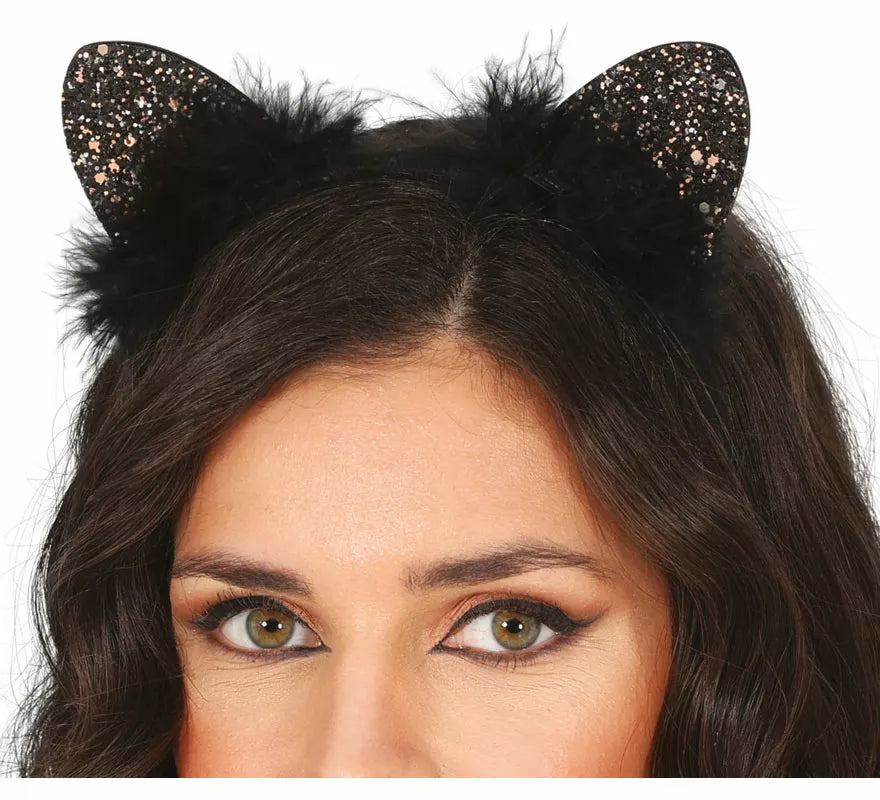 Translation missing: it.Diadema de Gatita con plumas negras adulto