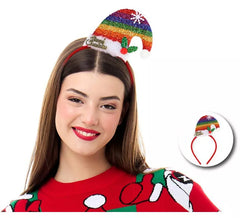 Fascia per cappello natalizio arcobaleno