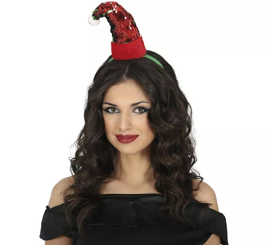 Translation missing: it.Diadema de Gorro Papá o Mamá Noel con lentejuelas