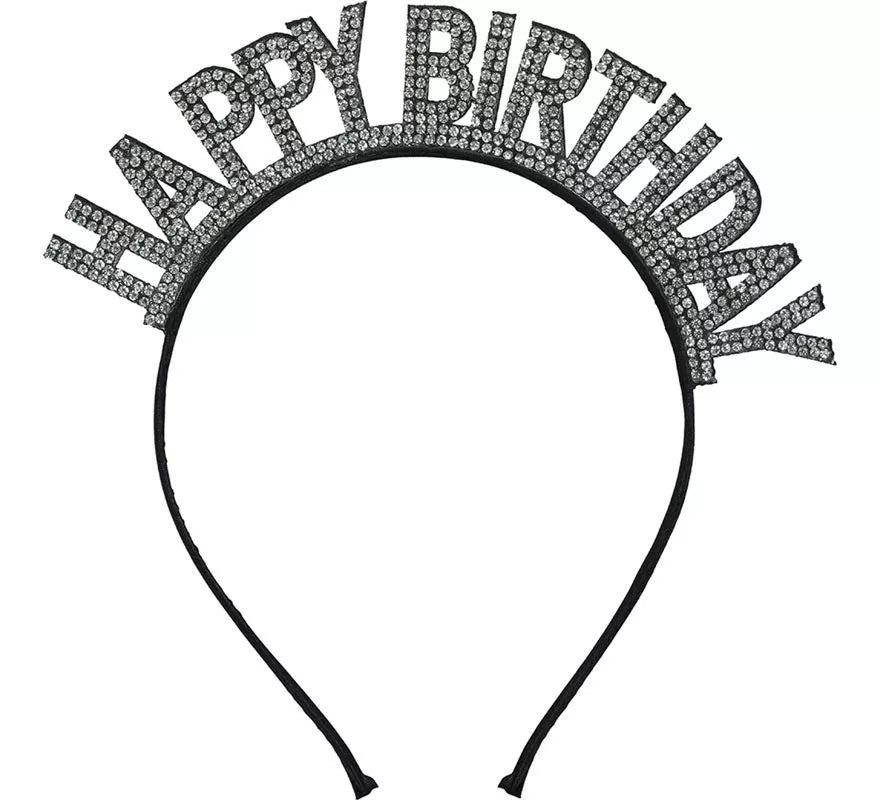 Translation missing: it.Diadema de 'Happy Birthday' plateada