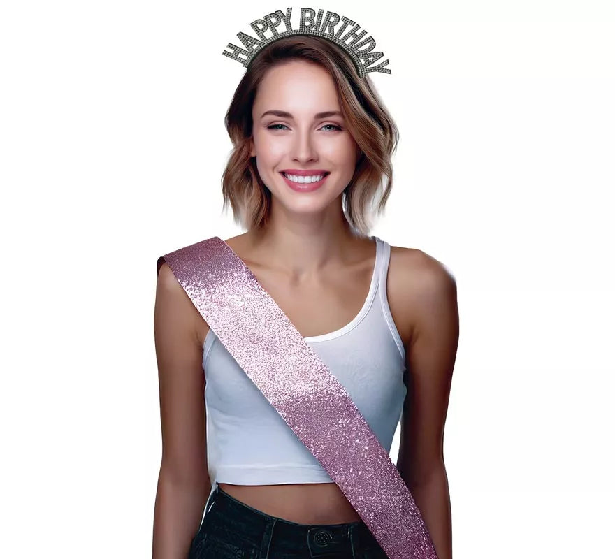 Translation missing: it.Diadema de 'Happy Birthday' plateada