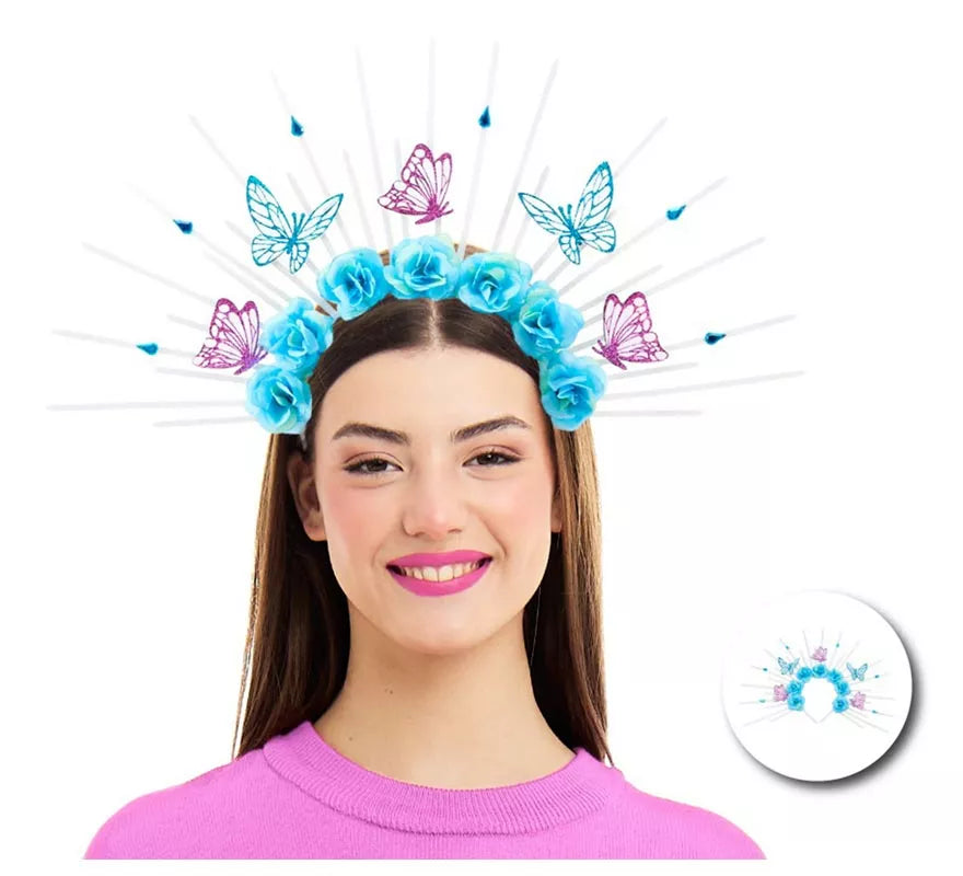 Translation missing: es.Diadema de Mariposa primavera floral azul
