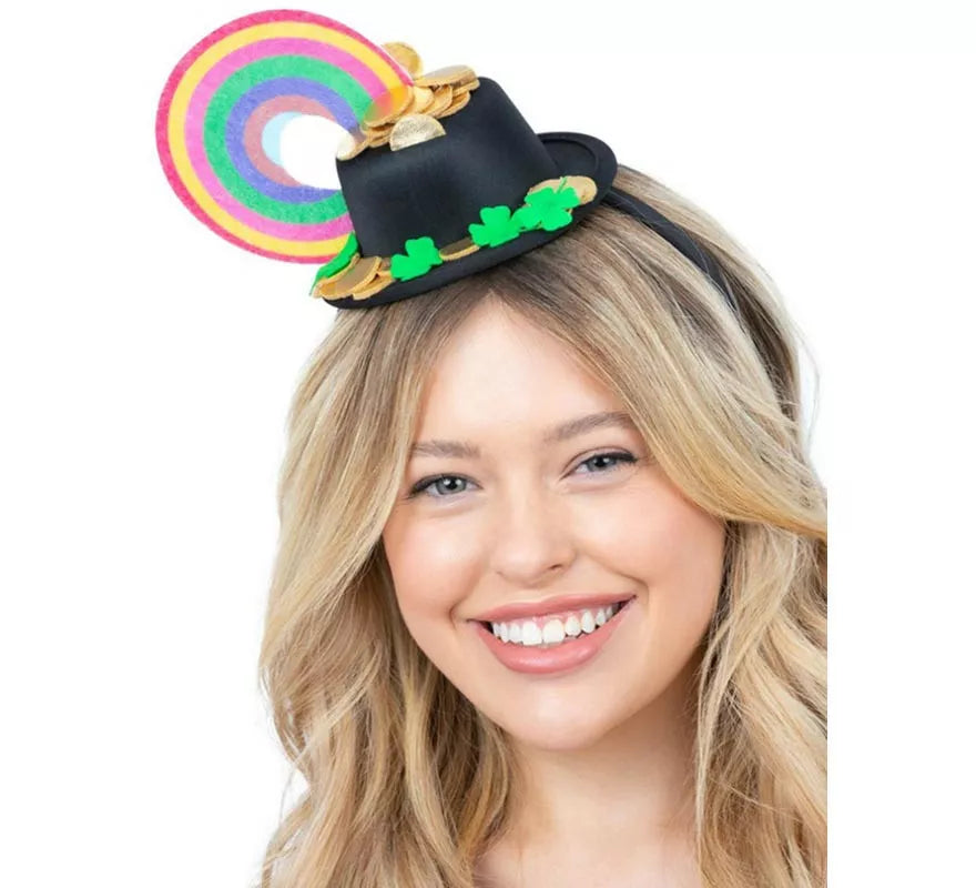 Translation missing: it.Diadema de Mini Gorro Arcoíris con olla de oro adulto