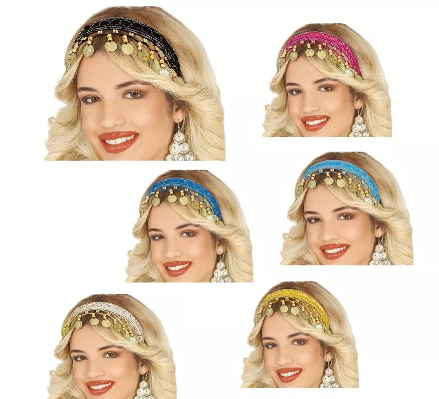 Translation missing: es.Diadema de Monedas Árabe Zíngara en varios colores adulto