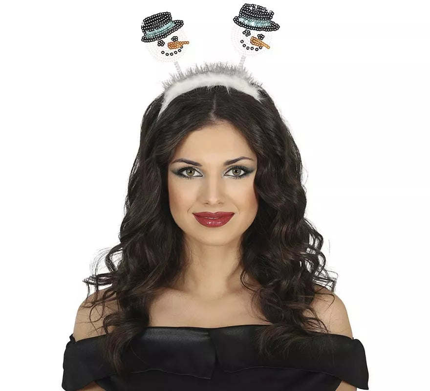 Translation missing: es.Diadema de Muñeco de nieve con lentejuelas