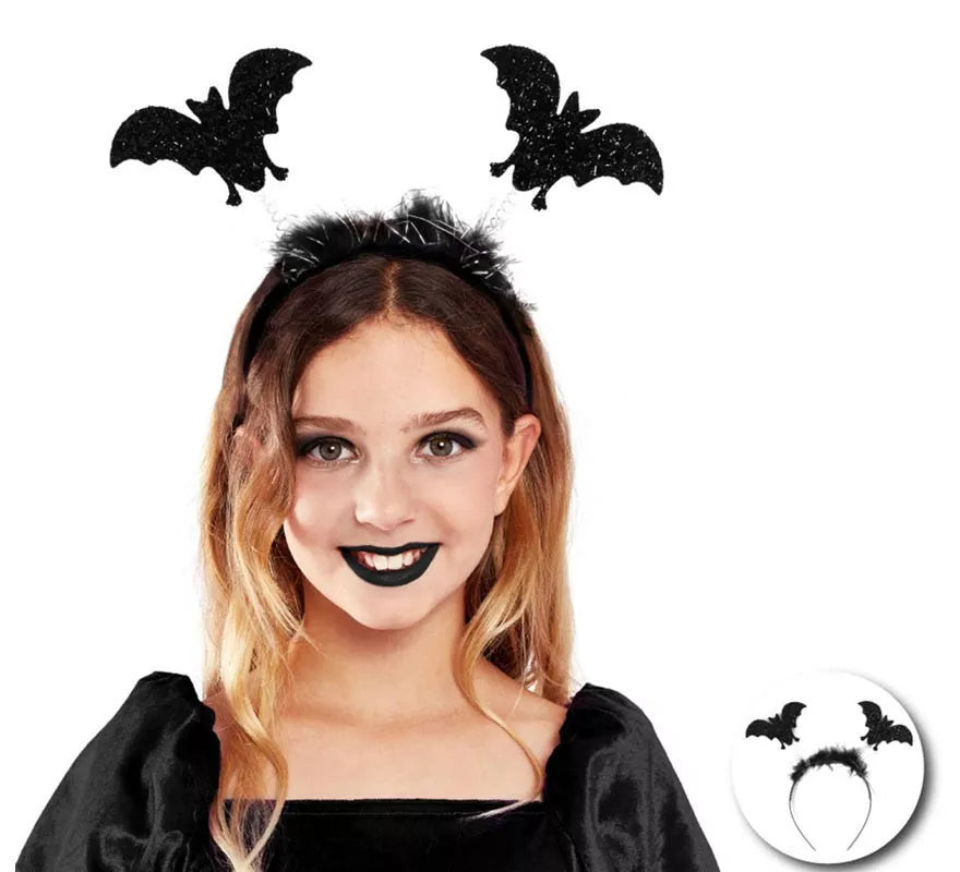 Translation missing: es.Diadema de Murciélagos negros con plumas infantil