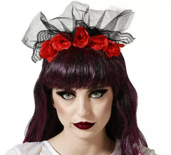 Fascia per capelli sposa cadavere o Catrina con rose