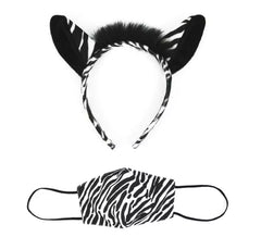 Diadema de Orejas Cebra con mascarilla