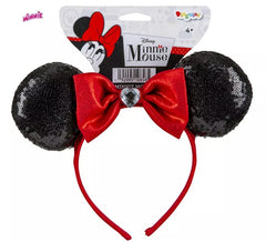 Cerchietto con orecchie di Minnie Mouse con fiocco con paillettes per bambini
