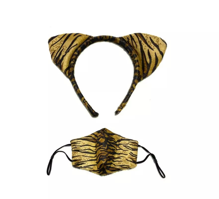 Translation missing: it.Diadema de Orejas Tigre con mascarilla