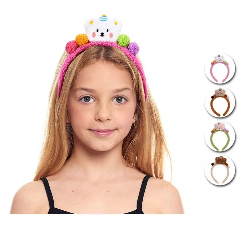 Translation missing: es.Diadema de Osito Pompón de peluche en colores surtidos infantil