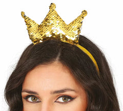 Cerchietto da principessa con paillettes dorate per adulto