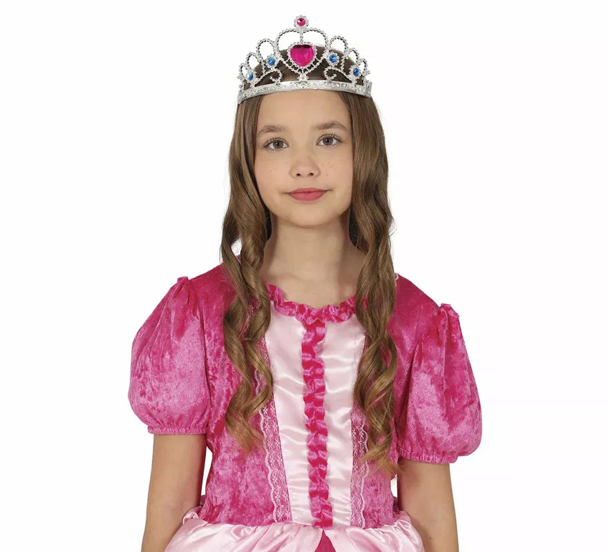 Translation missing: es.Diadema de Princesa plateada con corazón rosa
