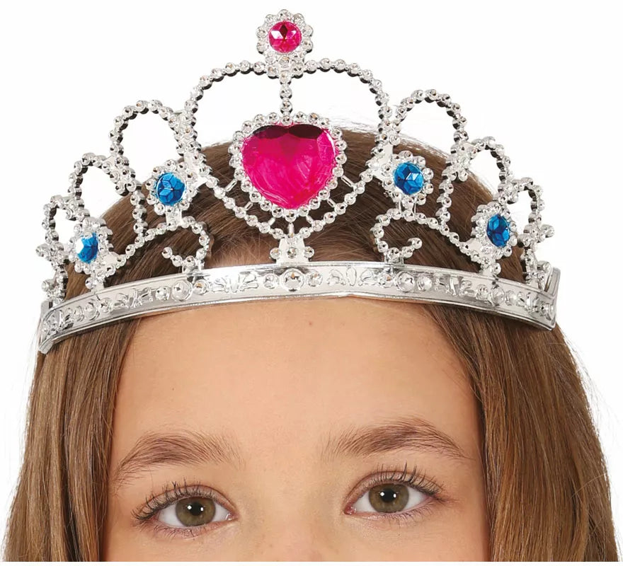Translation missing: it.Diadema de Princesa plateada con corazón rosa