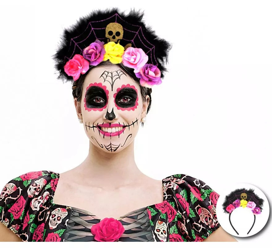 Translation missing: it.Diadema de Telaraña con rosas y calavera