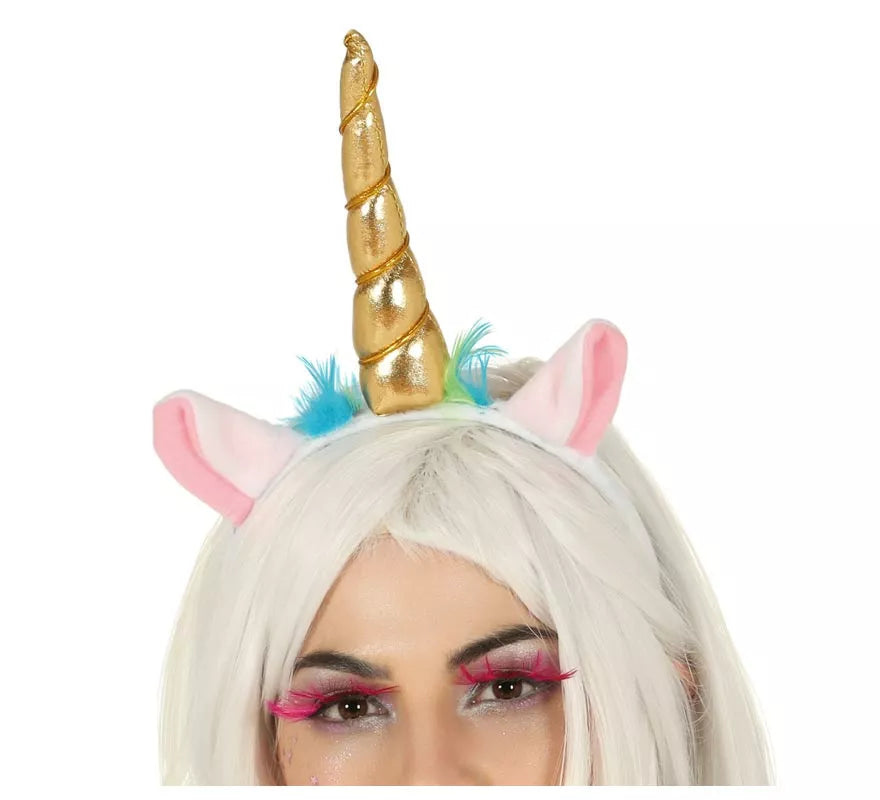 Translation missing: it.Diadema de Unicornio con Cuerno y Orejas Dorada