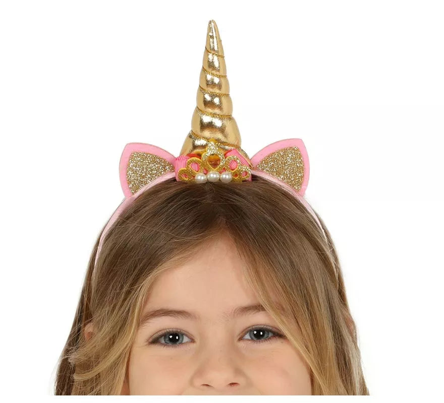 Translation missing: it.Diadema de Unicornio con Cuerno y Orejas Dorada