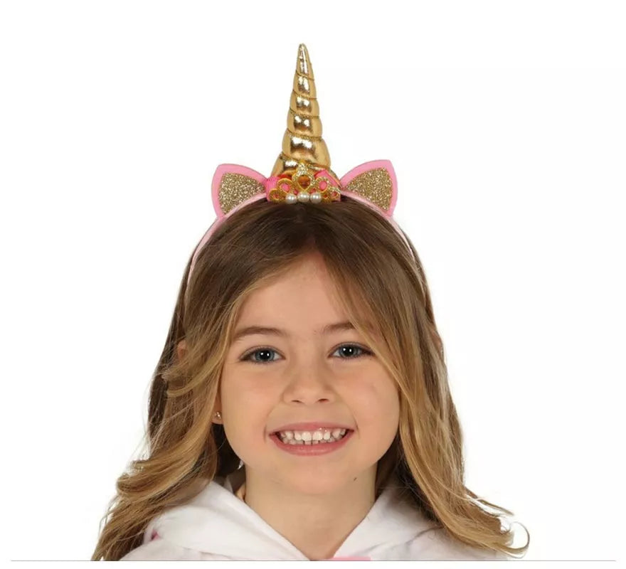 Translation missing: it.Diadema de Unicornio con Cuerno y Orejas Dorada
