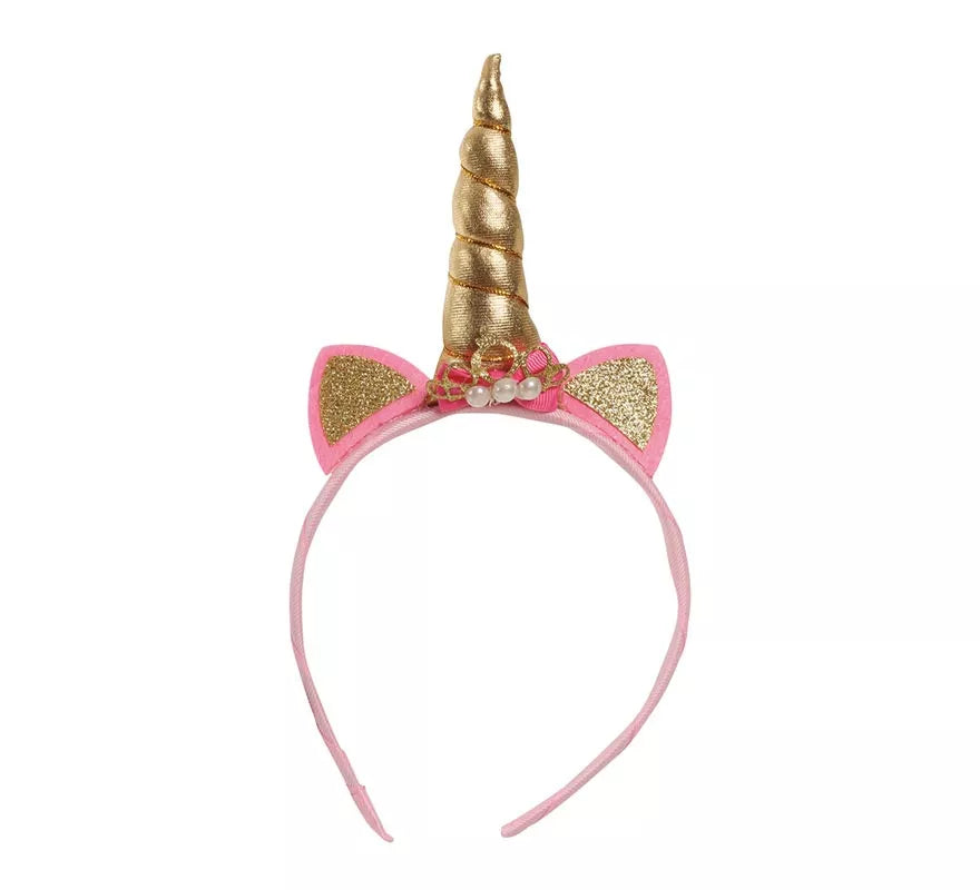 Translation missing: es.Diadema de Unicornio con Cuerno y Orejas Dorada
