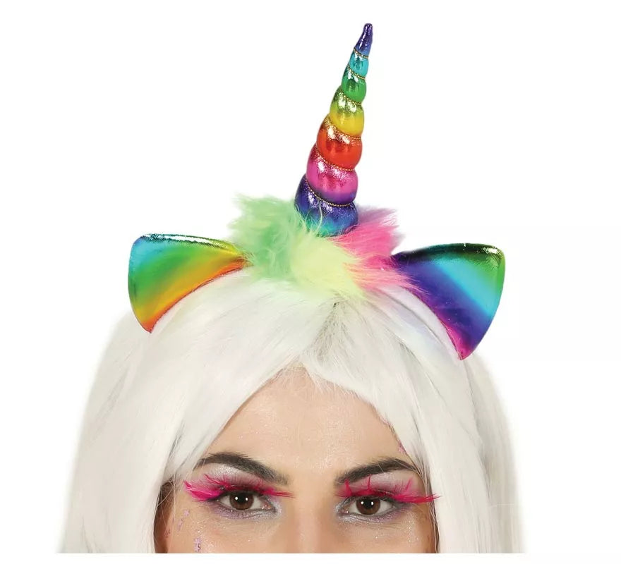 Translation missing: it.Diadema de Unicornio con Cuerno y Orejas Multicolor