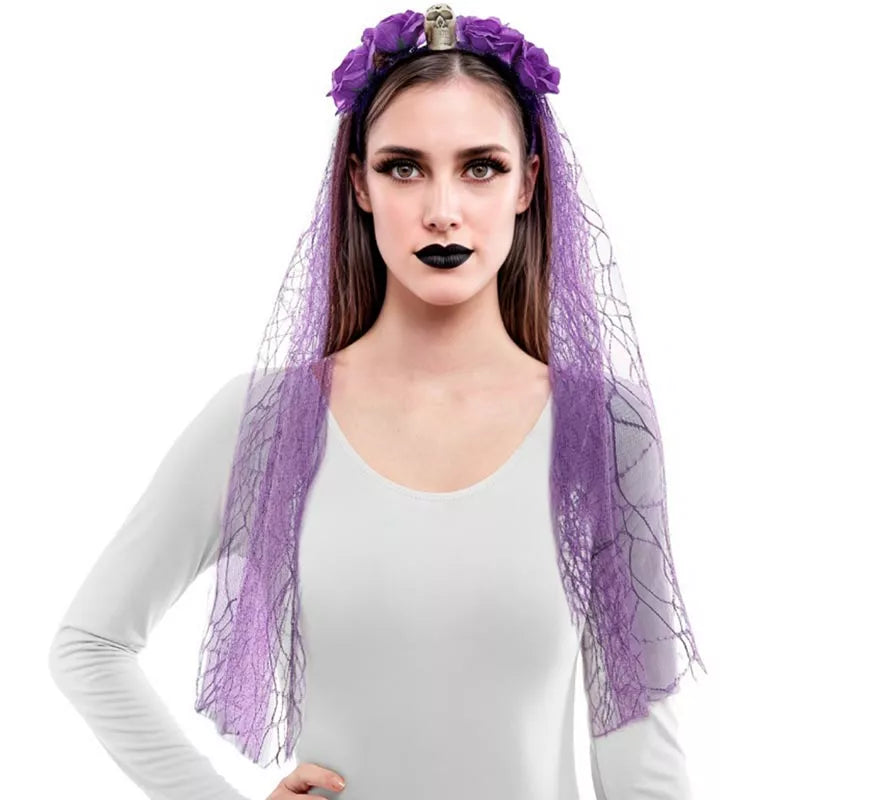Translation missing: es.Diadema Flores con Velo morado