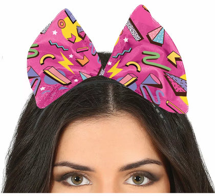Diadema Lazo Fucsia con estampado de los Años '80