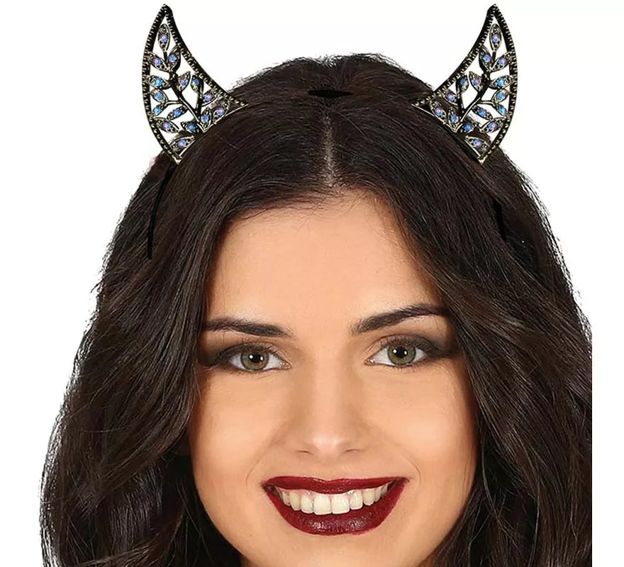 Translation missing: es.Diadema Metálica con Cuernos y Brillantes
