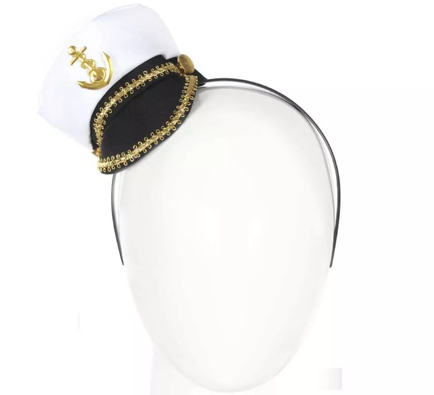 Translation missing: es.Diadema Mini Gorra Marine blanca