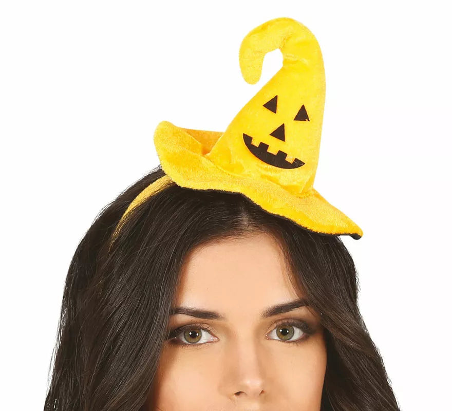 Translation missing: it.Diadema Mini Sombrero de Bruja con Calabaza Sonriente