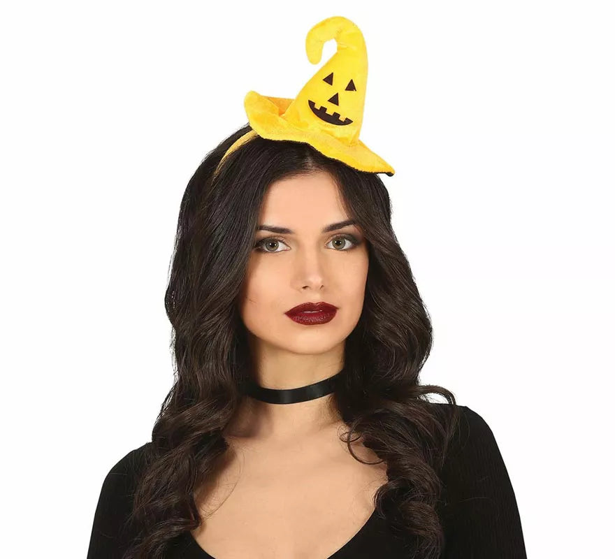 Translation missing: it.Diadema Mini Sombrero de Bruja con Calabaza Sonriente