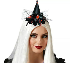 Diadema Mini Sombrero de Bruja Negro con tela