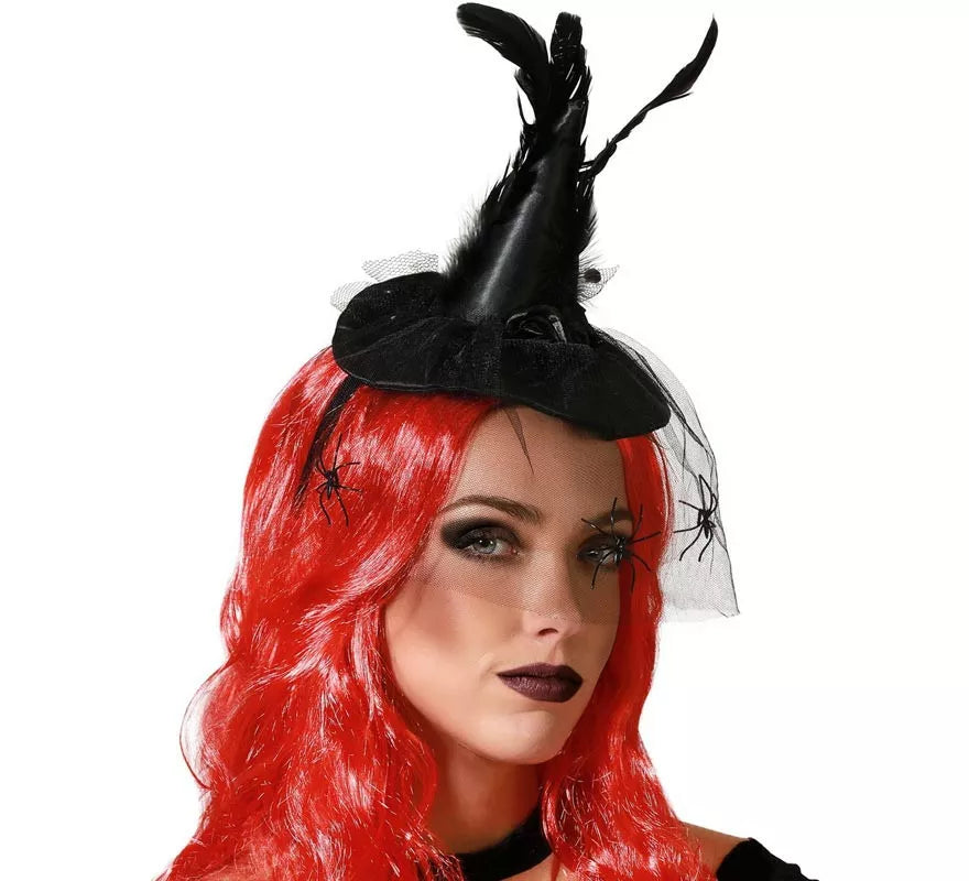 Translation missing: it.Diadema Mini Sombrero de Bruja Plumas Negro