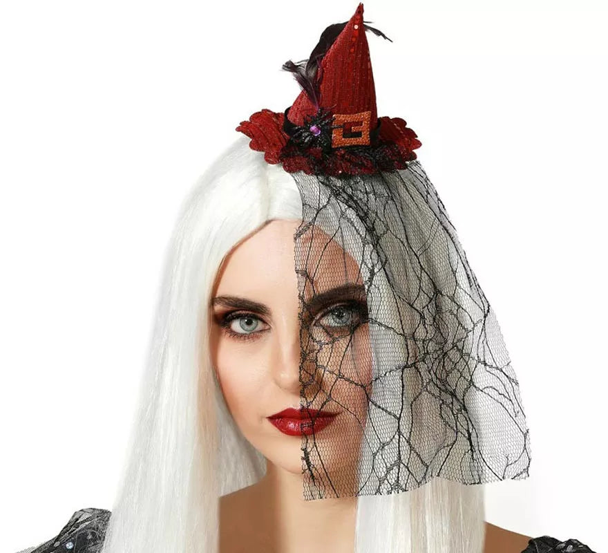 Translation missing: it.Diadema Mini Sombrero de Bruja Rojo