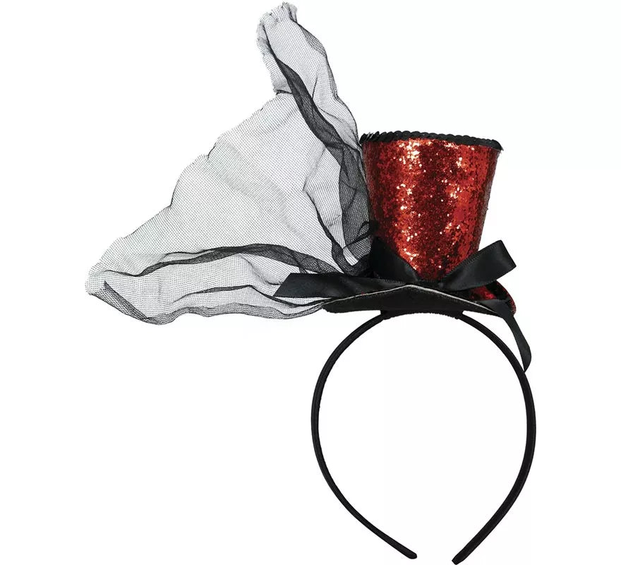 Translation missing: it.Diadema Minisombrero Chistera roja