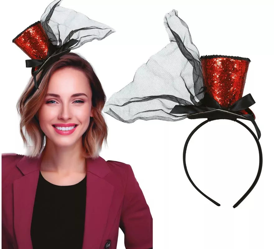 Translation missing: it.Diadema Minisombrero Chistera roja