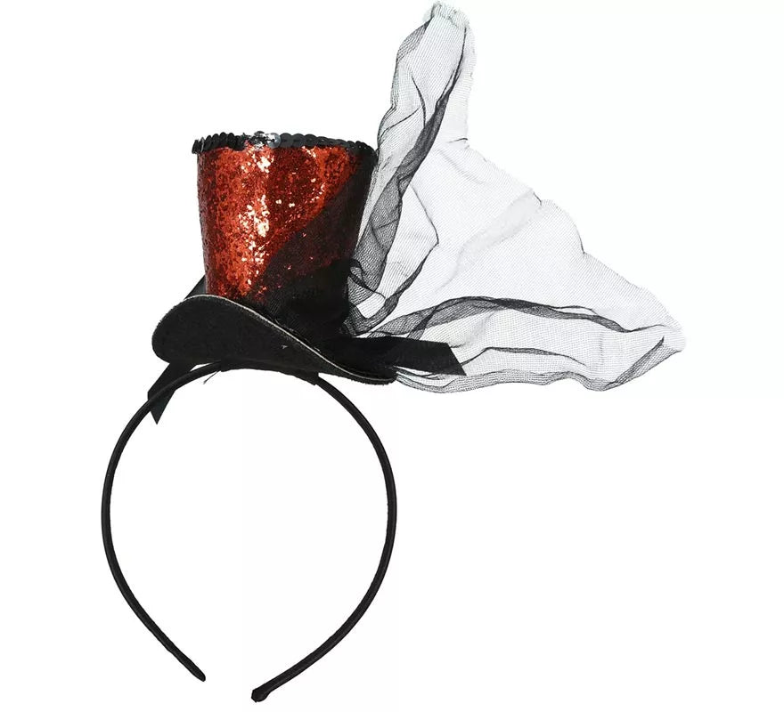 Translation missing: it.Diadema Minisombrero Chistera roja