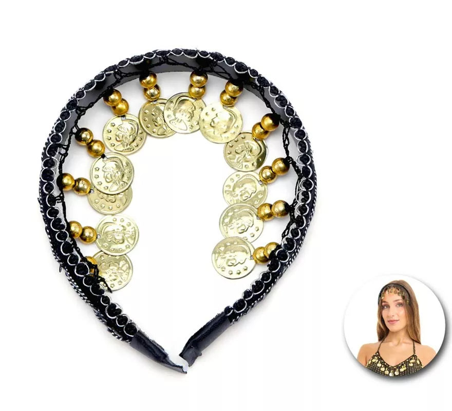 Translation missing: it.Diadema negra con monedas colgantes
