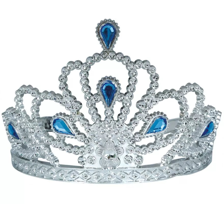 Translation missing: es.Diadema plateada con Piedras azules infantil