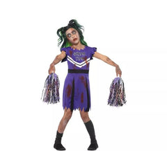 Costume viola Cheerleader Zombie per bambina