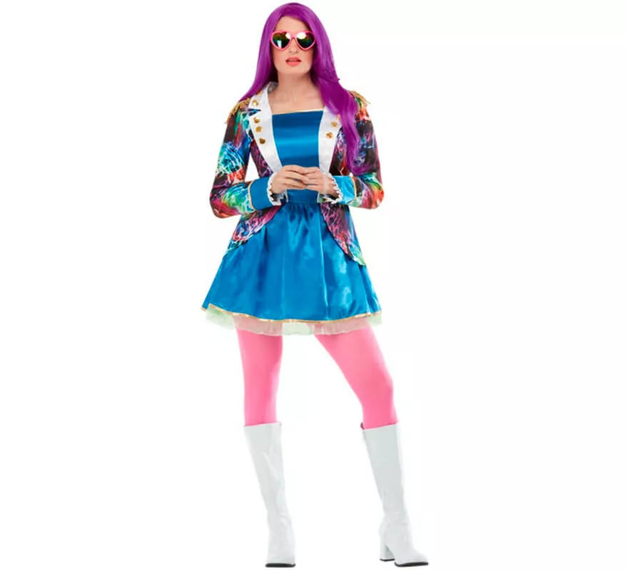 Translation missing: it.Disfraz Años 70 Multicolor con detalles dorados para mujer