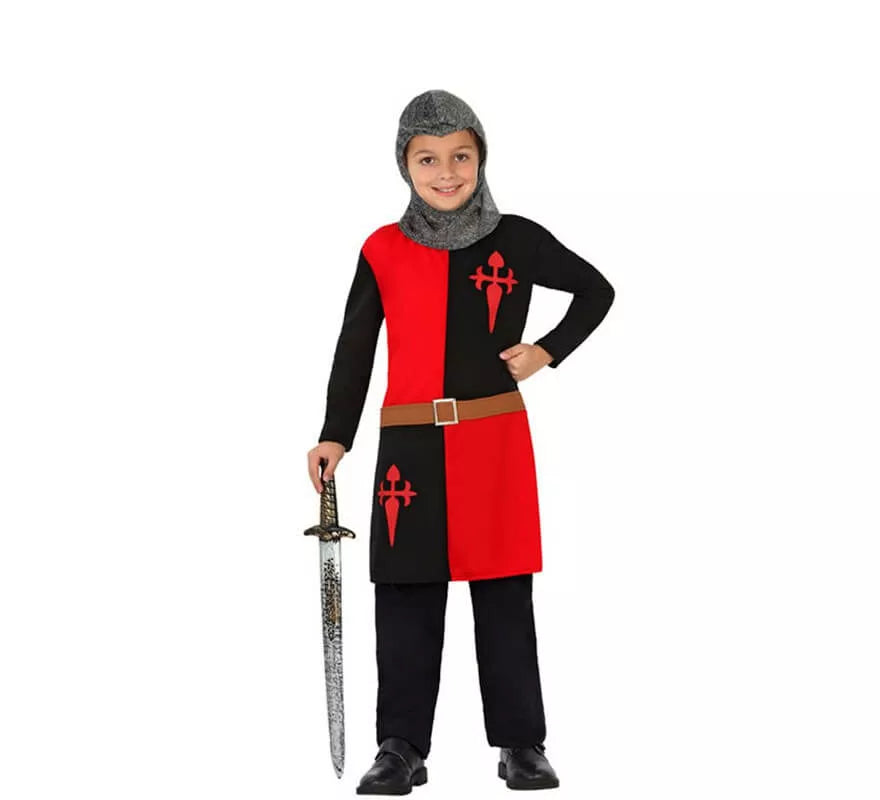 Translation missing: it.Disfraz Caballero Medieval rojo y negro de niños