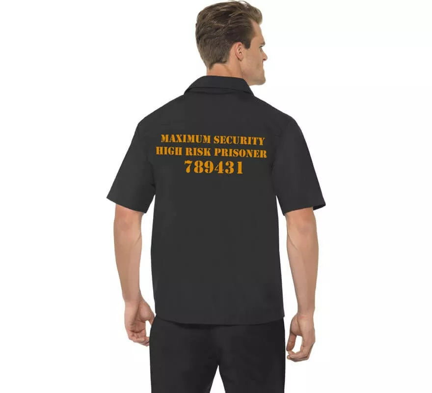 Translation missing: it.Disfraz Camisa Negra de Presidiario para Hombre