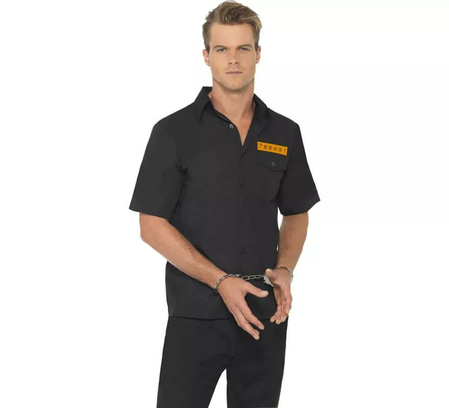 Translation missing: it.Disfraz Camisa Negra de Presidiario para Hombre