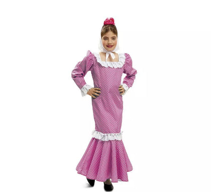 Disfraz chulapa o madrileña rosa para niña