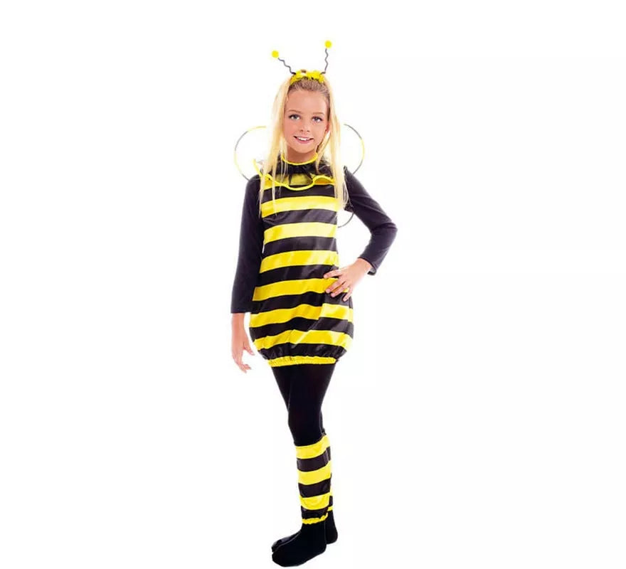 Translation missing: it.Disfraz de Abeja negro y amarillo con alas para niña