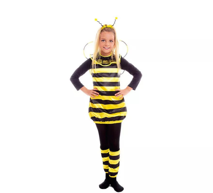 Translation missing: it.Disfraz de Abeja negro y amarillo con alas para niña