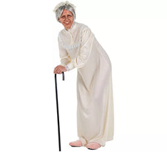 Costume da vecchia bianco per adulti
