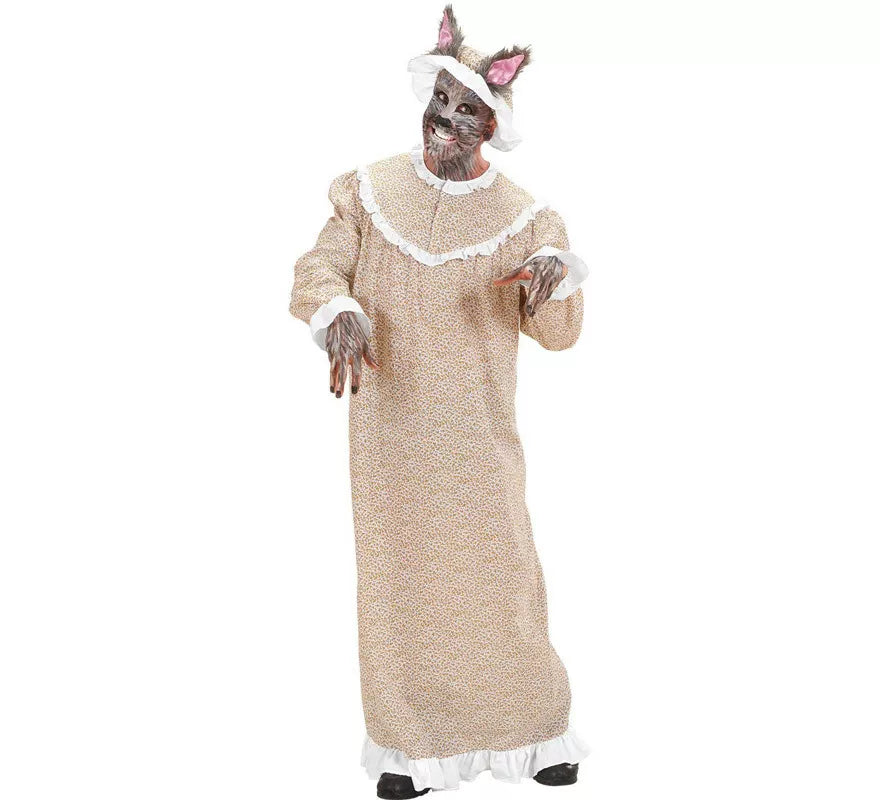 Translation missing: es.Disfraz de Abuela Lobo en Bata de Caperucita para hombre