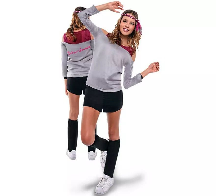 Translation missing: it.Disfraz de Aerobic ochentero gris para mujer
