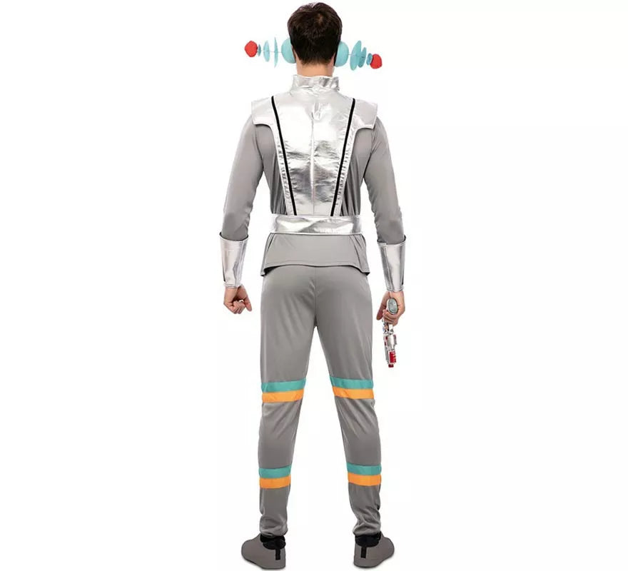 Translation missing: es.Disfraz de Agente Espacial gris con muñequeras para hombre